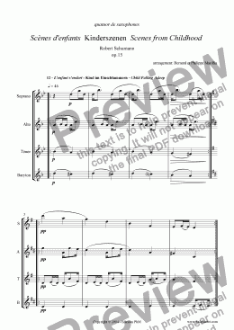 page one of Schumann - Kinderszenen #12 (Sax Quartet)