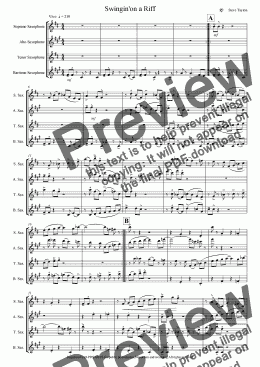page one of Swingin’on a Riff [sax quartet]