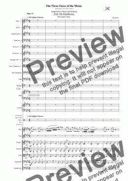 page one of 'The Three Faces of The Moon' for 2 Flutes and Orchestra. Mv3.