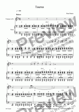 page one of Taurus [Trumpet version + pno]
