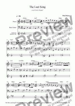 page one of The Last Song [Piano solo + Bass & Stgs]