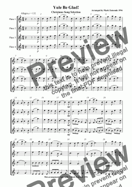 page one of Yule Be Glad! Christmas song medley. Flute choir/quartet