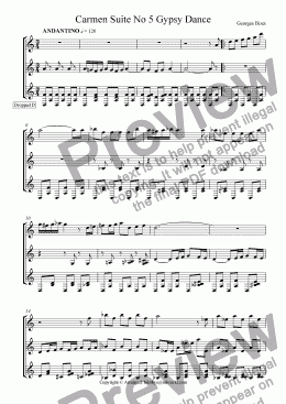 page one of Carmen Suite for 3 Gtrs No 4 Gypsy Dance