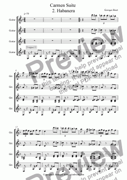 page one of Carmen Suite for 4 gtrs No 2 Habanera