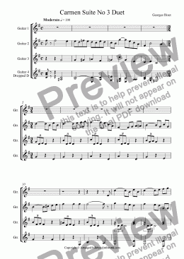 page one of Carmen Suite for 4 Gtrs No 3 Duet