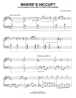 page one of Where's Hiccup? (from How to Train Your Dragon) (Piano Solo)