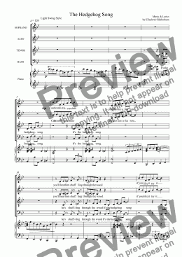 page one of The Hedgehog Song (satb)
