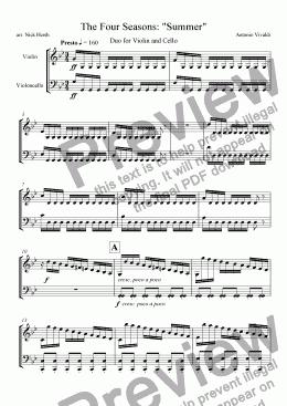 page one of The Four Seasons - Summer - Presto [Violin/Cello Duo]