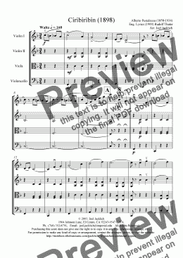 page one of Ciribiribin (for String Quartet)