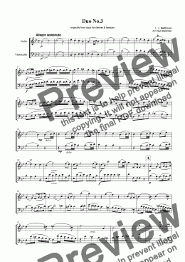 page one of Beethoven Duo No. 3 for Violin and Cello