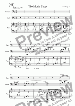 page one of The Music Shop - Cello, Bassoon & Piano