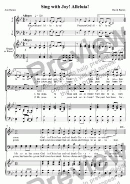 page one of "Sing with Joy! Alleluia!" (Easter) SATB version (with Organ or Piano)