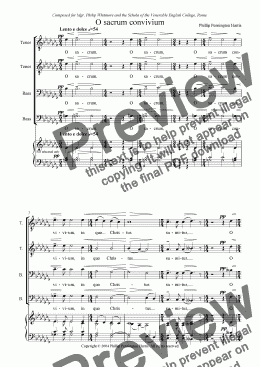 page one of O sacrum convivium for TTBB choir