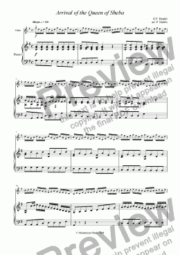 page one of Arrival of the Queen of Sheba - Violin & Piano