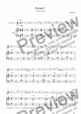 page one of Prelude 5 set 3 [recorder+ pno]