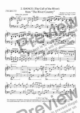 page one of THE RIVER COUNTRY : 2. Dance (The Call of the River)....for piano