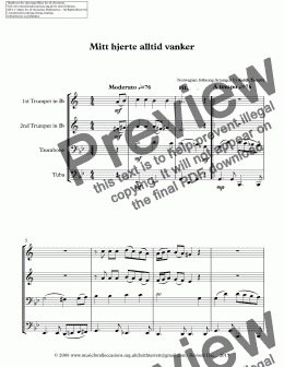 page one of Mitt hjerte alltid vanker for Brass / Messing Quartet