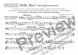 page one of Hello, Bass! (for unaccompanied double bass)..with optional added harmonics!