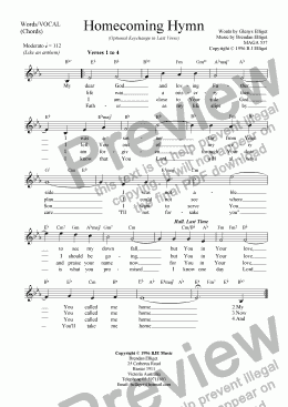page one of Homecoming Hymn - Vocal Lead sheet
