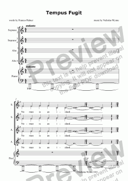 page one of Tempus Fugit for S,A, and Piano