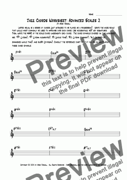 page one of Jazz Advanced Scales 2 Worksheet