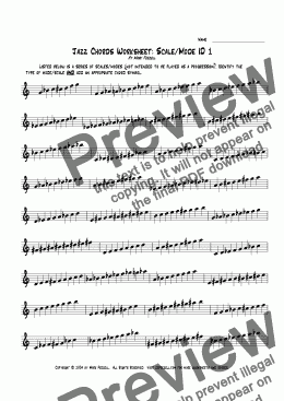 page one of Jazz All Scales ID 1 Worksheet