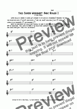 page one of Jazz Basic Scales 2 Worksheet