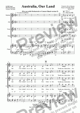 page one of Australia Our Land - SATB Choir and Piano