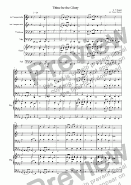 page one of "Thine be the Glory" for Brass Quartet and Organ