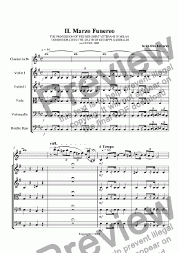 page one of Italian Concertino for Clarinet & Strings- II. Marzo Funereo