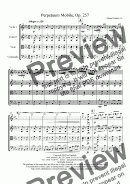page one of Perpetuum Mobile, Op. 257 (A Musical Joke)