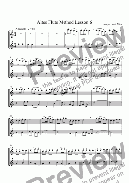 page one of Altes Flute Method Lesson 6