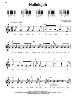 page one of Hallelujah (Super Easy Piano)