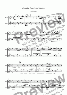 page one of Minuetto from L'Arlesienne - Flute Duet