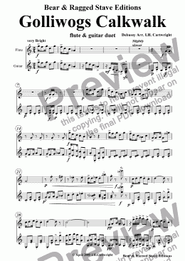 page one of Golliwogs Calkwalk for flute & Guitar