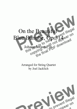 page one of Blue Danube Waltzes, Op. 314 (String Quartet)