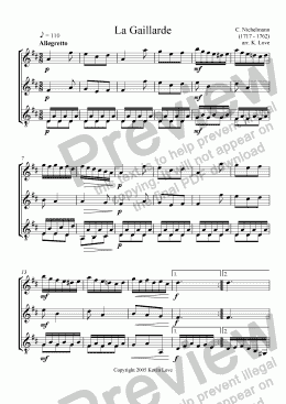 page one of La Gaillarde (Flute, Violin and Guitar)