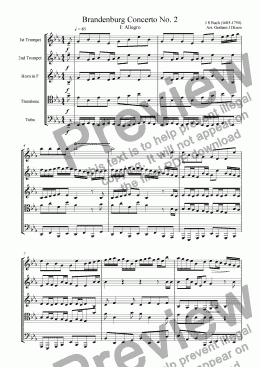 page one of Brandenburg Concerto No. 2 for Brass Quintet (1)