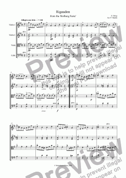 page one of Rigaudon from the Holberg Suite