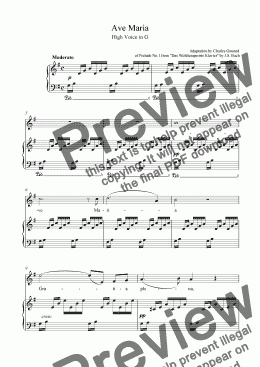 page one of "Ave Maria" -(Bach/Gounod) -Download Sheet Music -High Voice in G
