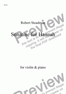 page one of Sonatine for Hannah