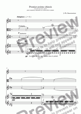 page one of Premier poème chinois (extrait des huit poèmes chinois) pour soparno, clarinette ou violon alto et piano