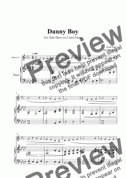 page one of Danny Boy for Solo Horn in F and Piano