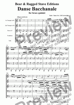 page one of Danse Bacchanale for brass quintet