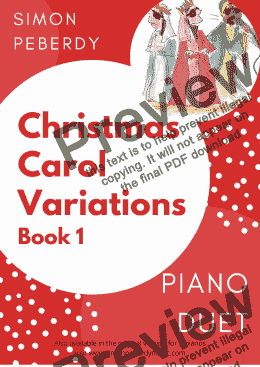 page one of Fun Christmas Carol Variations for piano duet (Complete Collection of 10) by Simon Peberdy