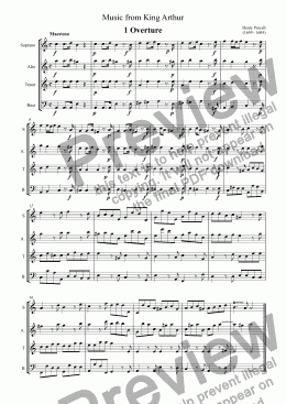 page one of Purcell: Music from King Arthur