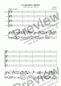page one of La speranza e giunta (Händel)
