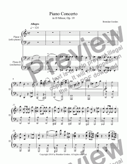 page one of Piano Concerto in D Minor, complete 2-piano score