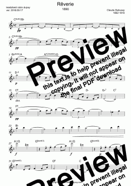 page one of Debussy - Rêverie - ドビュッシー - PDF - lead sheet Melody + chords