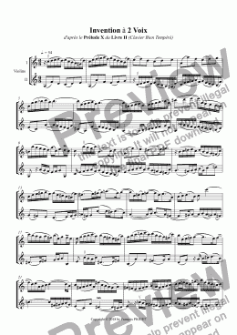 page one of Two Parts Invention for 2 violins in A minor